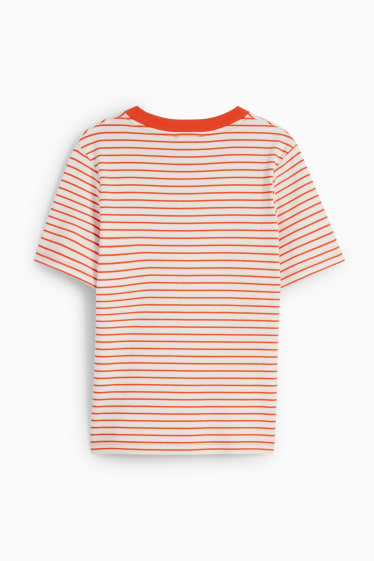 Women - T-shirt - striped - white / red