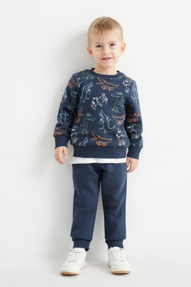 Bambini - Coccodrillo - set - felpa e pantaloni sportivi - blu scuro