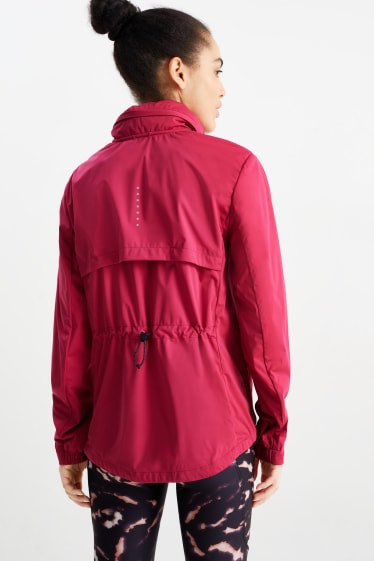 Dámské - Funkční bunda s kapucí - tmavě růžová
