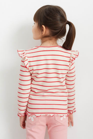 Copii - Tricou cu mânecă lungă - cu dungi - roșu