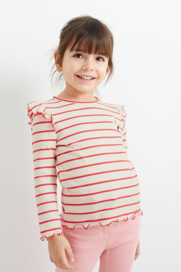 Copii - Tricou cu mânecă lungă - cu dungi - roșu