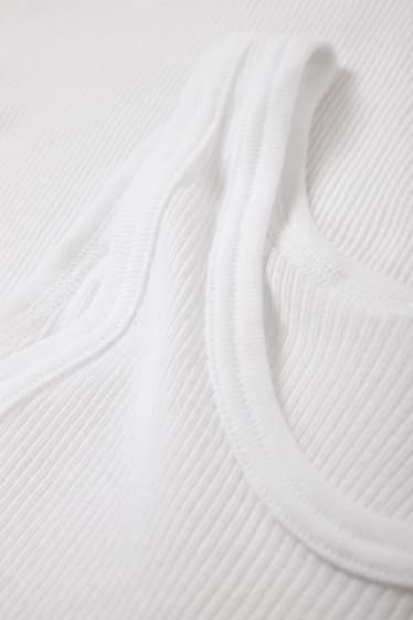Hombre - Pack de 5 - camisetas interiores - canalé doble - blanco