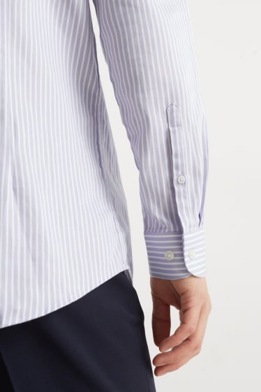 Hombre - Camisa de oficina - slim fit - cutaway - de planchado fácil - de rayas - violeta claro