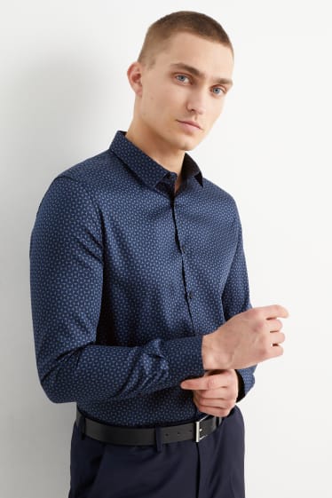 Heren - Business-overhemd - slim fit - kent - gemakkelijk te strijken  - donkerblauw