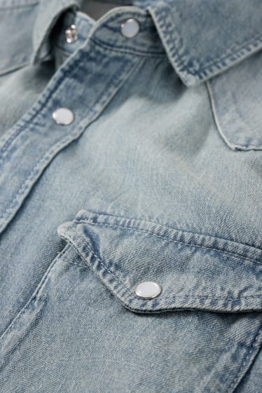 Uomo - Camicia di jeans - regular fit - collo all'italiana - jeans azzurro