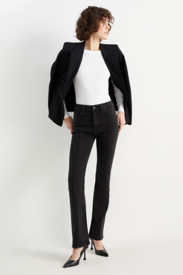 Dames - Bootcut jeans - high waist - jeansdonkergrijs