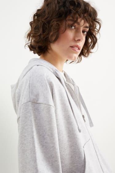Kobiety - Bluza trykotowa z kapturem basic - jasnoszary-melanż