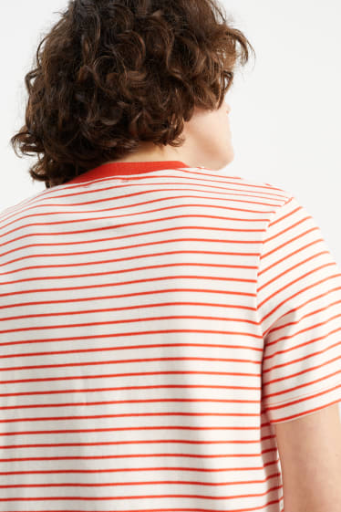 Damen - T-Shirt - gestreift - weiß / rot