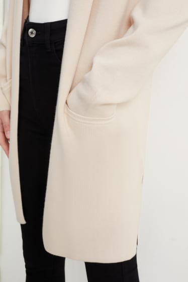 Women - Basic cardigan - light beige