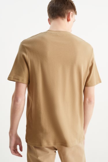 Home - Samarreta de màniga curta - texturada - marró clar