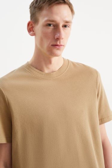 Hommes - T-shirt - texturée - marron clair