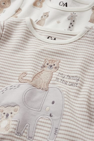 Neonati - Confezione da 2 - animali selvatici - pigiama per bebè - 4 pezzi - bianco crema