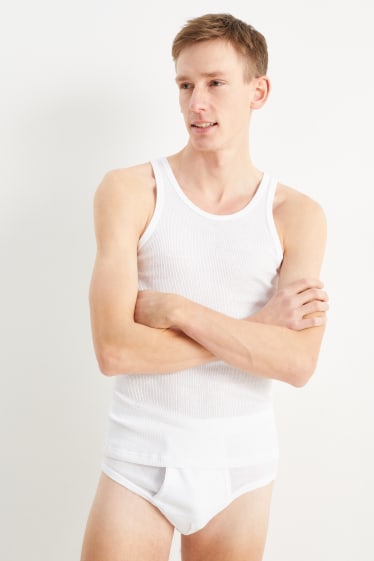 Hombre - Pack de 5 - camisetas interiores - canalé doble - blanco
