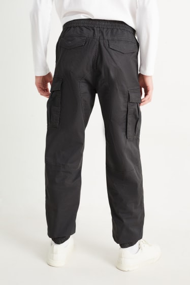 Mężczyźni - Spodnie bojówki - regular fit- LYCRA® - dżins-ciemnoszary
