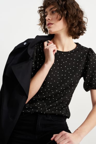 Femei - Tricou - cu buline - negru