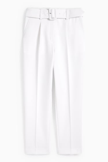Donna - Pantaloni business con cintura - vita alta - regular fit - bianco