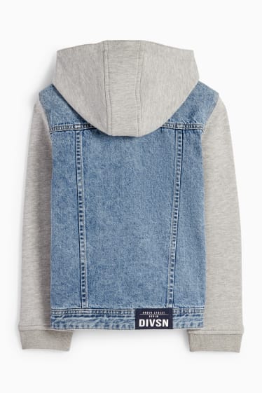 Kinderen: jongens - Spijkerjasje met capuchon - 2-in-1-look - jeansblauw