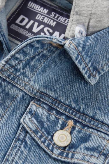 Kinder - Jeansjacke mit Kapuze - 2-in-1-Look - jeansblau
