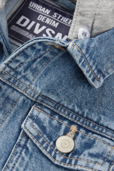 Kinderen: jongens - Spijkerjasje met capuchon - 2-in-1-look - jeansblauw