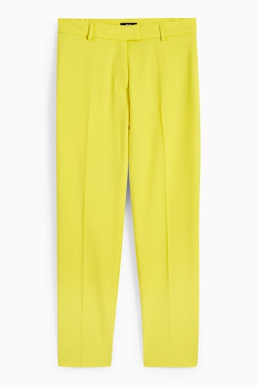 Women - Business trousers - mid-rise waist - slim fit - yellow