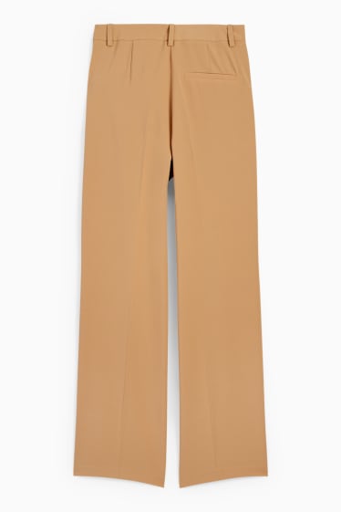 Women - Cloth trousers - high waist - wide leg - light brown