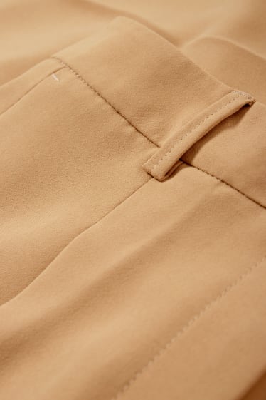 Donna - Pantaloni di stoffa - vita alta - gamba ampia - marrone chiaro