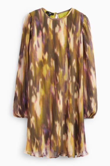 Women - Pleated dress - patterned - multicolour printed