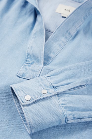 Dames - Tuniek van denim - jeanslichtblauw