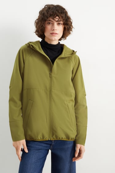 Women - Softshell jacket with hood - 4 Way Stretch - green