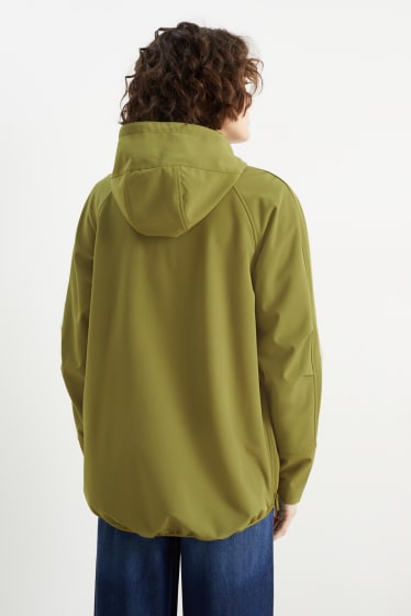 Dames - Softshelljas met capuchon - 4 Way Stretch - groen