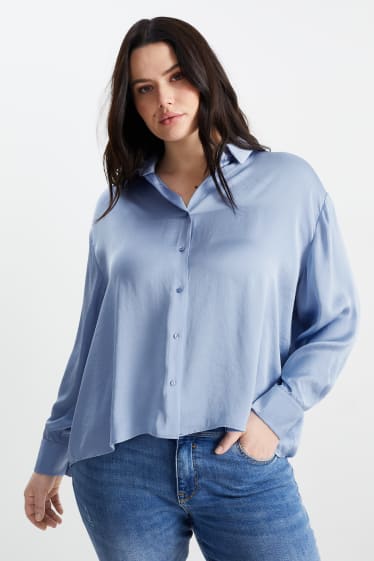 Kobiety - CLOCKHOUSE - bluzka satynowa - jasnoniebieski