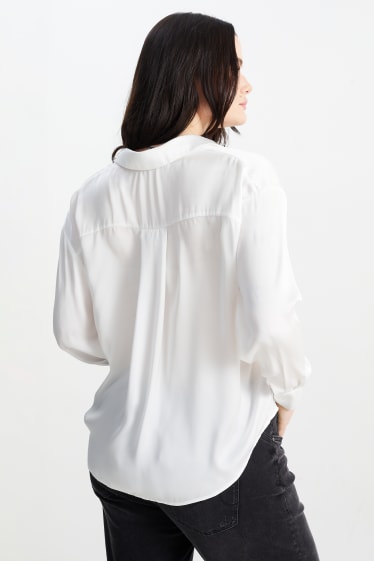 Dames - CLOCKHOUSE - blouse van satijn - wit