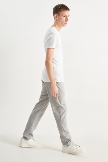 Pánské - Kalhoty chino - kostkované - světle šedá-žíhaná
