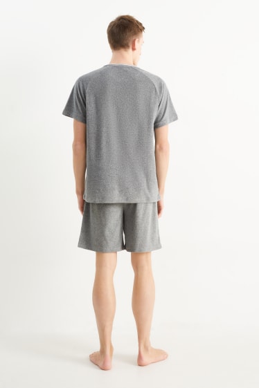 Hombre - Pijama corto de rizo - gris jaspeado
