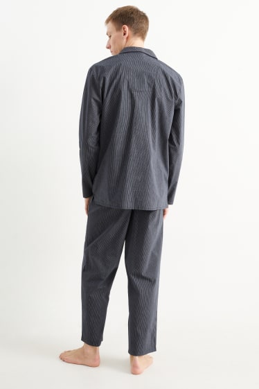 Hommes - Pyjama - à rayures - bleu foncé
