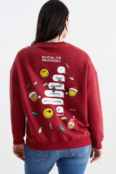 Femmes - Sweat de Noël - SmileyWorld® - rouge foncé