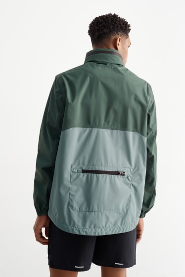 Pánské - Funkční bunda s kapucí - vodoodpudivá - skládací - zelená