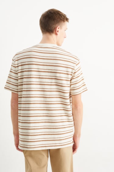 Uomo - T-shirt - a righe - beige / marrone
