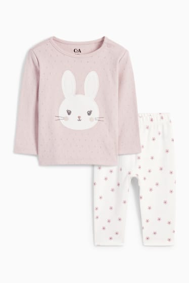 Bebeluși - Iepurași - pijama bebeluși - 2 piese - roz