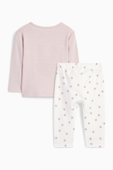 Bebeluși - Iepurași - pijama bebeluși - 2 piese - roz