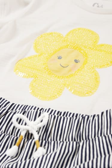 Niños - Flor - conjunto - camiseta de manga corta y falda - 2 piezas - blanco roto