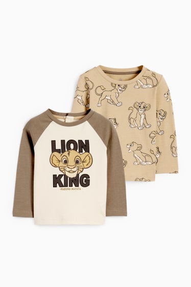 Bebés - Pack de 2 - El Rey León - camisetas de manga larga para bebé - topo