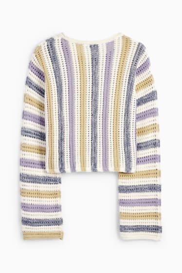 Kobiety - CLOCKHOUSE - krótki sweter - w paski - jasnofioletowy
