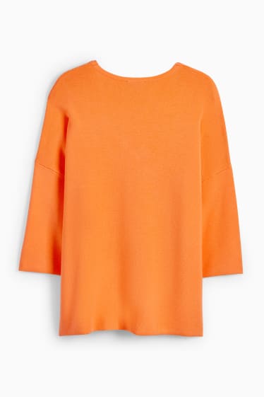 Damen - Basic-Pullover mit V-Ausschnitt - orange