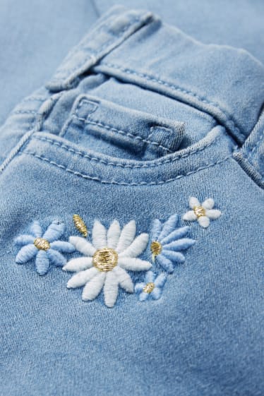 Dětské - Květinový motiv - jegging jeans - džíny - světle modré