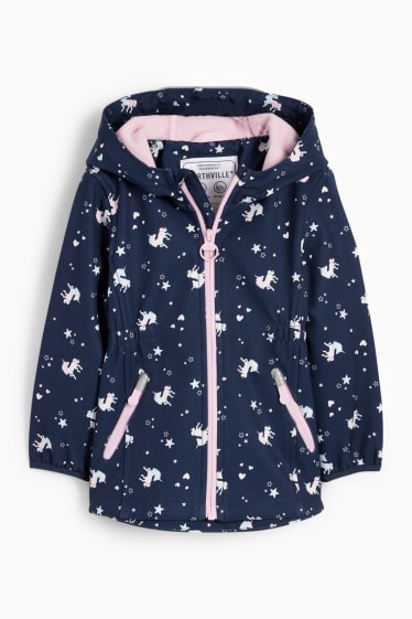 Niños - Unicornios - chaqueta softshell con capucha - impermeable - azul oscuro