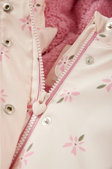 Bébés - Veste pour bébé à capuche - à fleurs - rose