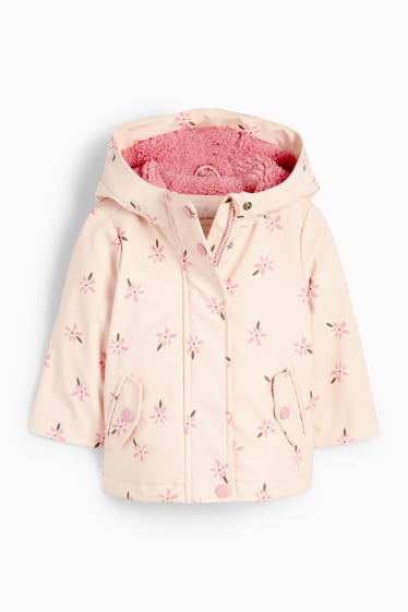 Bebeluși - Jachetă bebeluși, cu glugă - cu flori - roz