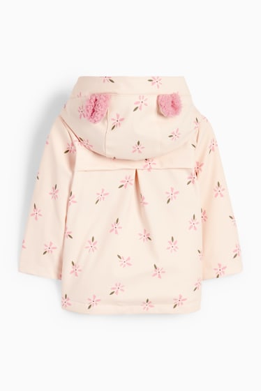 Bebeluși - Jachetă bebeluși, cu glugă - cu flori - roz