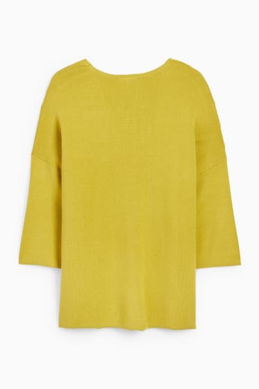 Women - Basic - V-neck jumper - yellow